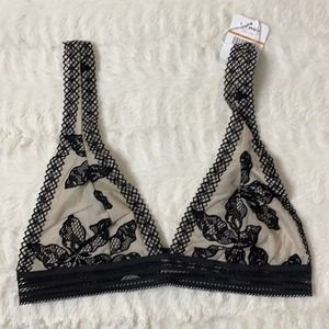 FREE PEOPLE, Black and Cream Floral Bralette